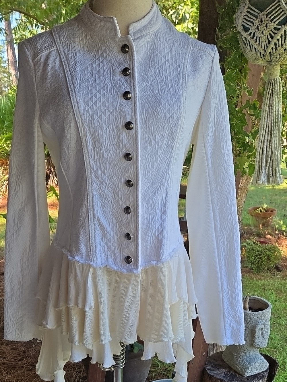 Free People Military Style Ruffle Hem Jacket Size 12